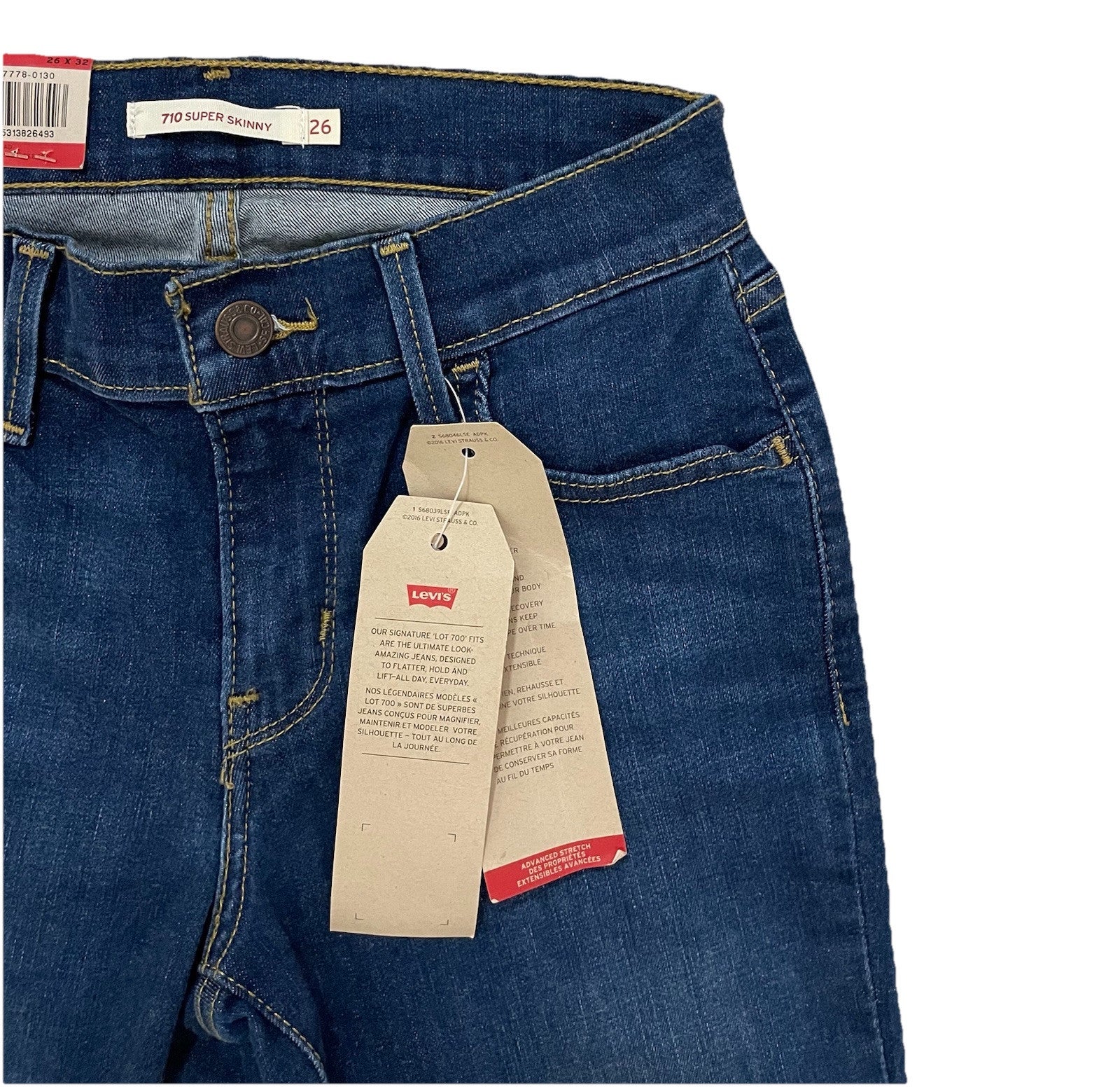 Levis Damen Jeans 710 Super Skinny Röhrenjeans - blau - Gr. 26/32