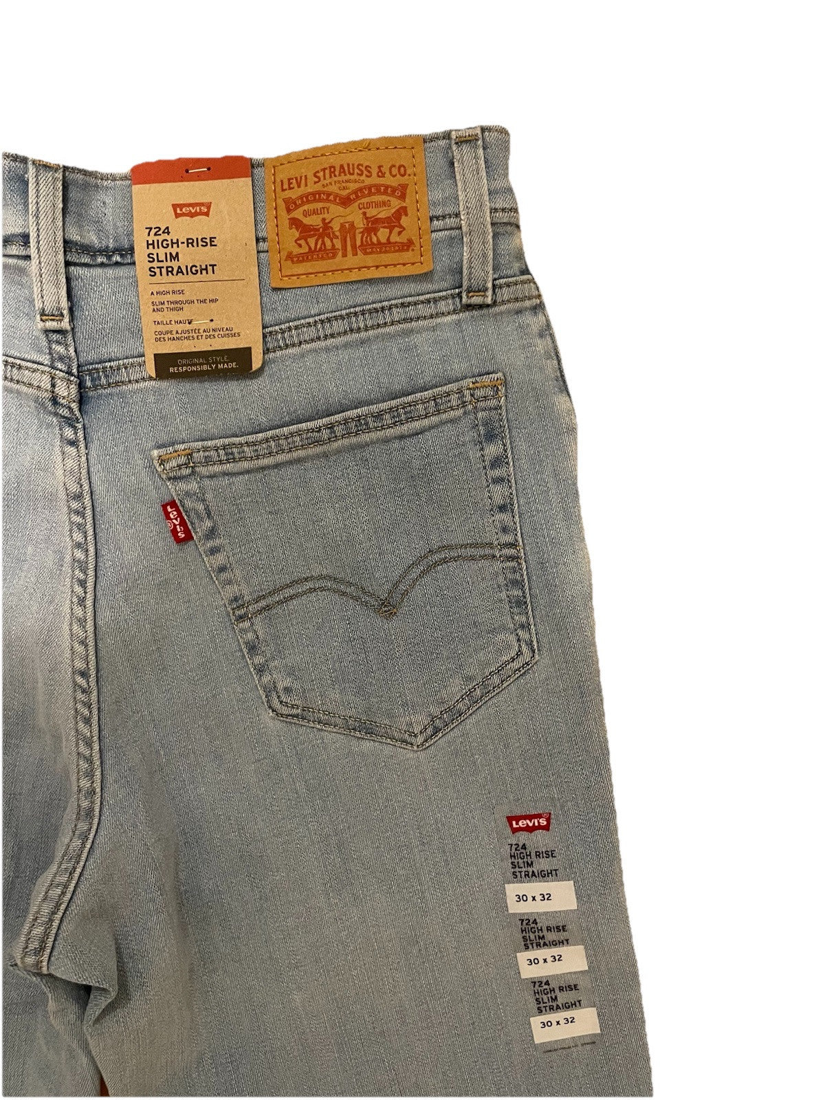 Levis Damen Jeans 724 High-Rise Slim Straight - blau / hellblau - Gr. 30/32